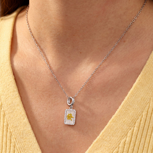 Gnoce Fortune "Fa" Mahjong Rectangle Dangle Charm Platinum-plated Silver Blend_2