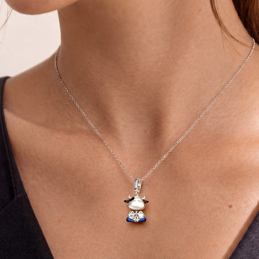 Gnoce Strength Ox Guardian Clasp Dangle Charm Platinum-plated Silver Blend_3