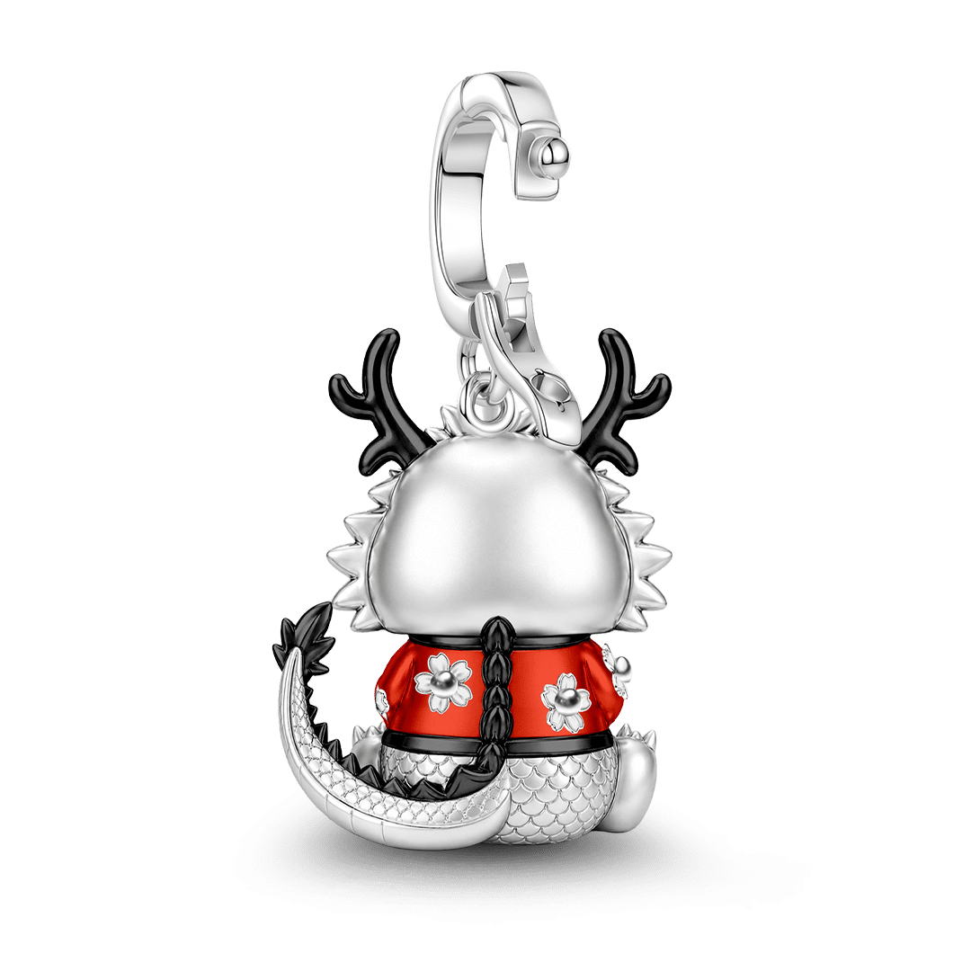 Gnoce Prosperity Dragon Guardian Clasp Dangle Charm Platinum-plated Silver Blend_7