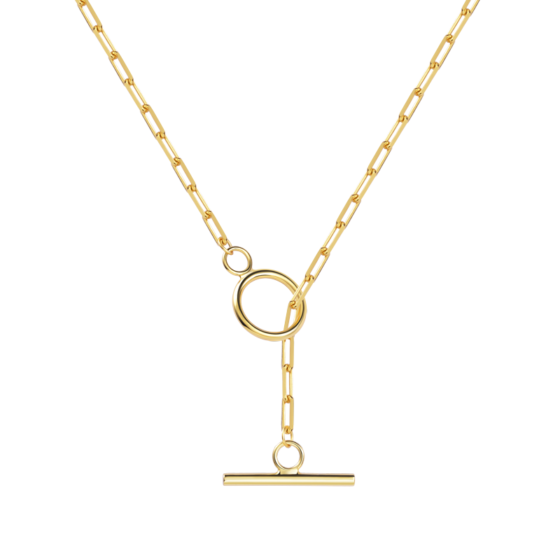 OT Buckle Chain Necklace Sterling Silver Gold Plated_1