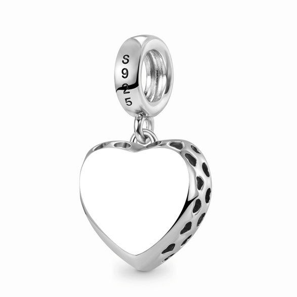 Gnoce Engravable Birthstone Heart Charm Platinum-plated Silver Blend