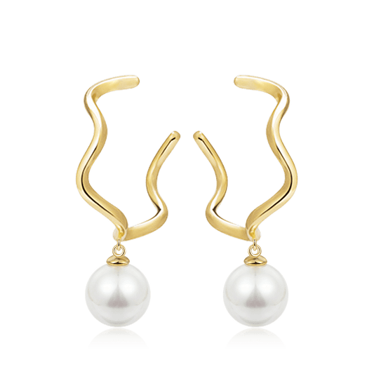 Geometric Pearl Dangle Earrings 925 Sterling Silver 18K Gold Plated_1
