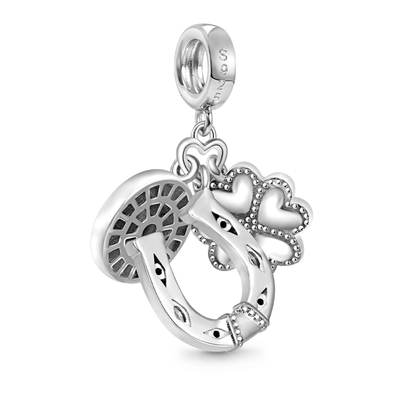 Gnoce Horseshoe, Clover & Devil's Eye Triple Pendant Dangle Charm_2