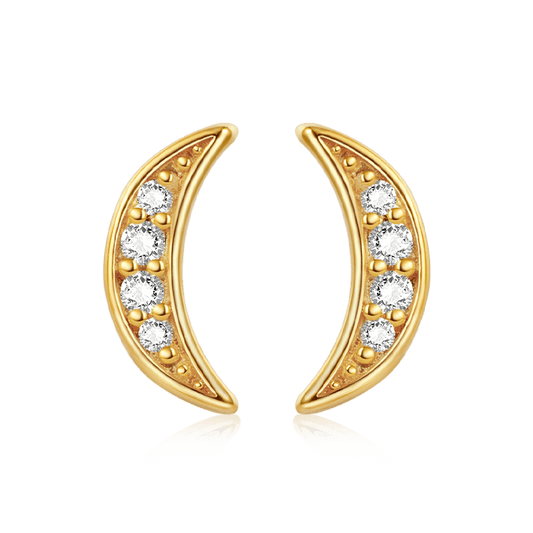 Gnoce Half Crescent Moon Shaped Diamond Stud Earrings_1