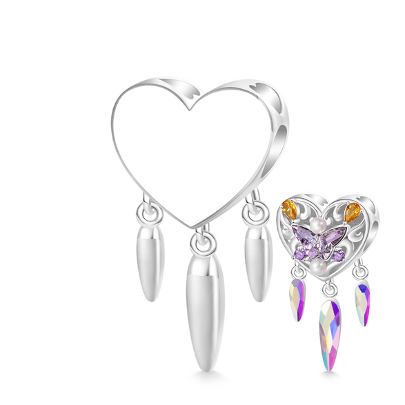 Gnoce Engravable Dream Catcher Charm Platinum-plated Silver Blend