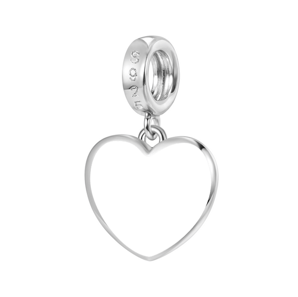 Gnoce Baby Footprints Heart Engravable Charm Platinum-plated Silver Blend