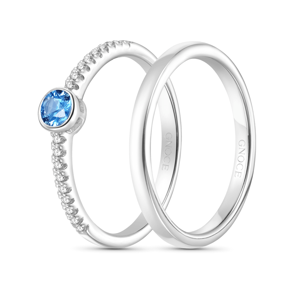 Gnoce Aquamarine Shimmering Stackable Ring Set_2