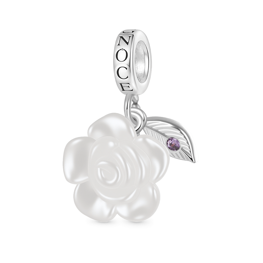 Gnoce Valentine's Day Pearl Rose Birthstone Pendant Dangle Charm_2