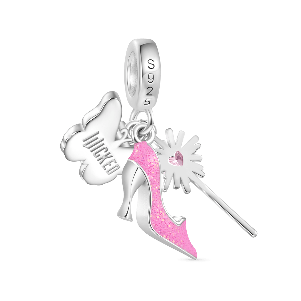 Gnoce Wicked Glinda Bubble Wand Shoe Triple Pendant Dangle Charm_2