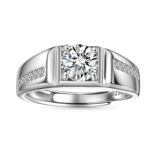Gnoce Moissanite Men Wedding Ring Platinum-plated Silver Blend_1