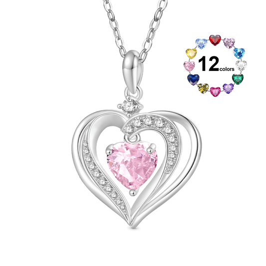 Gnoce Forever Love Heart Birthstone Necklace_1