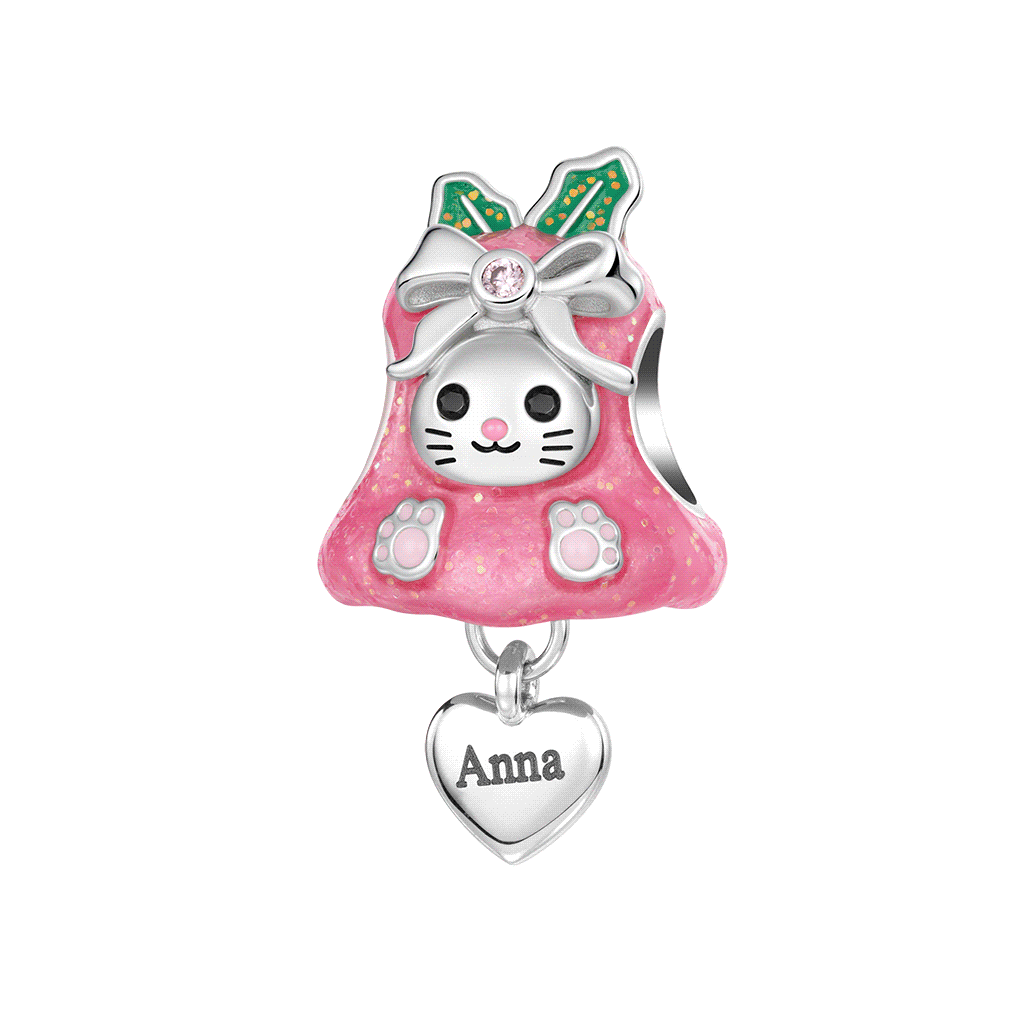 Gnoce Glow-in-the-Dark Christmas Cat Bell Engravable Charm_1