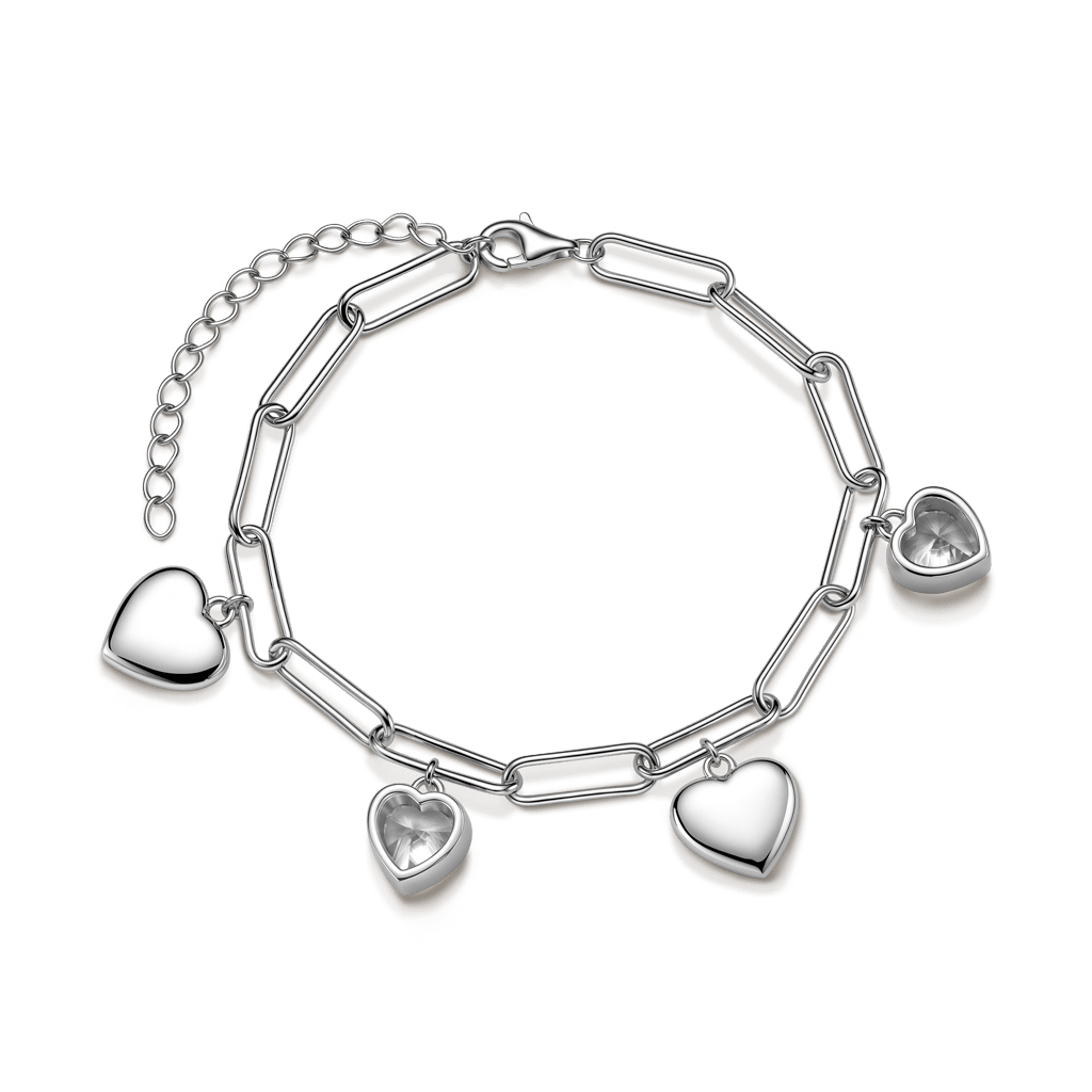 Gnoce Heart Engravable Chain Bracelet Platinum-plated Silver Blend_4