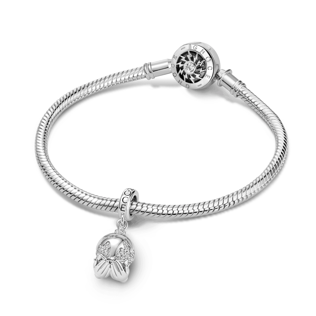 Gnoce Holding A Rotating Earth Charm Platinum-plated Silver Blend_4