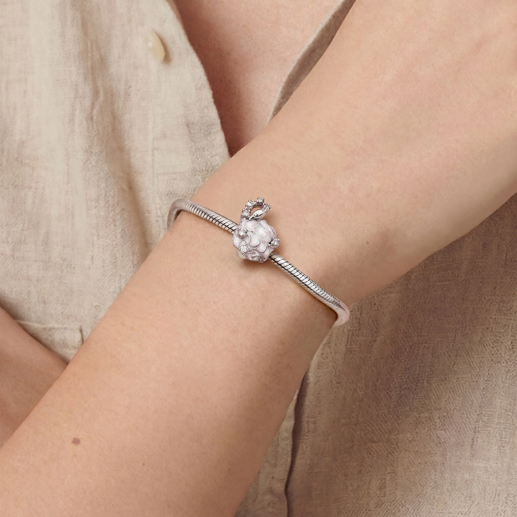 Gnoce Flower & Bird Charm Platinum-plated Silver Blend_2