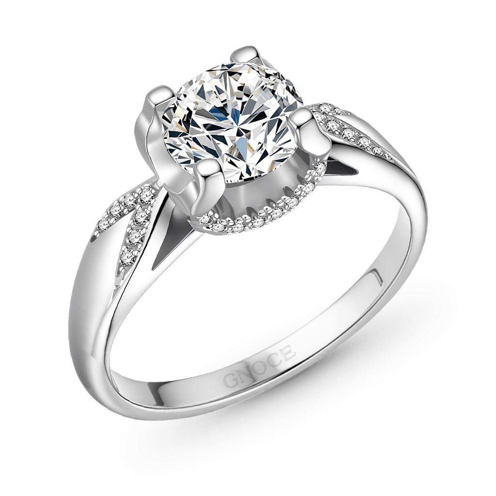 Gnoce Sparkling Twist 1.0 Ct Round VVS Moissanite Engagement Ring_2
