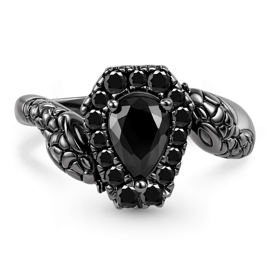 Gnoce Dark Style Snake Pear-Cut Engagement Ring_1