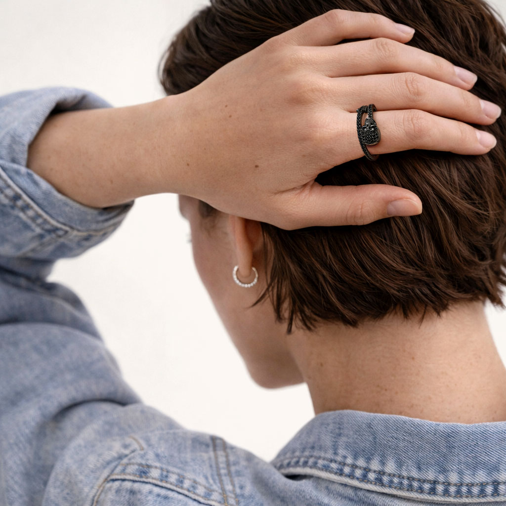 Gnoce Gothic Skull Black Arrow Ring_3