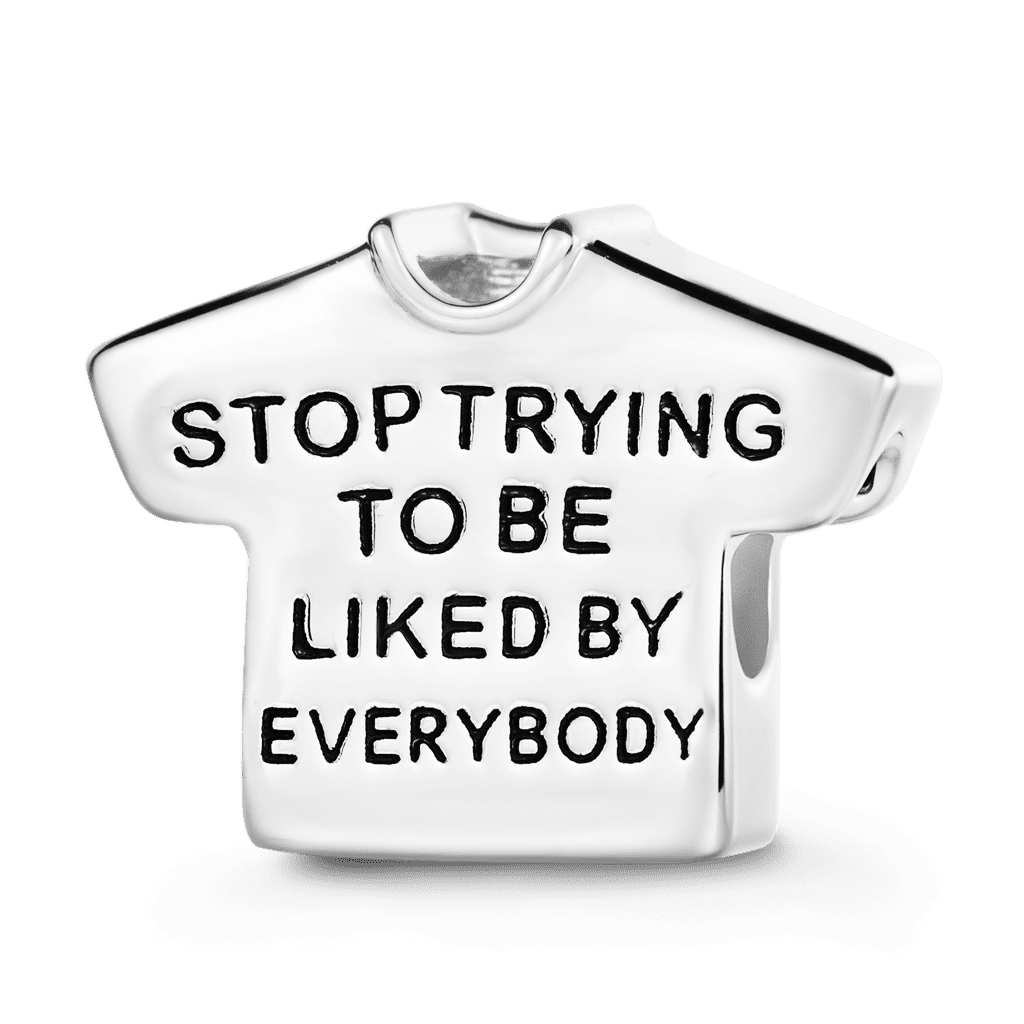Gnoce Short-Sleeved Shirt With Lettering Charm Platinum-plated Silver Blend_1