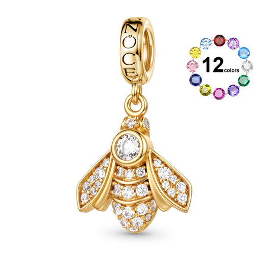 Gnoce Bee Birthstone Charm Platinum-plated Silver Blend_1