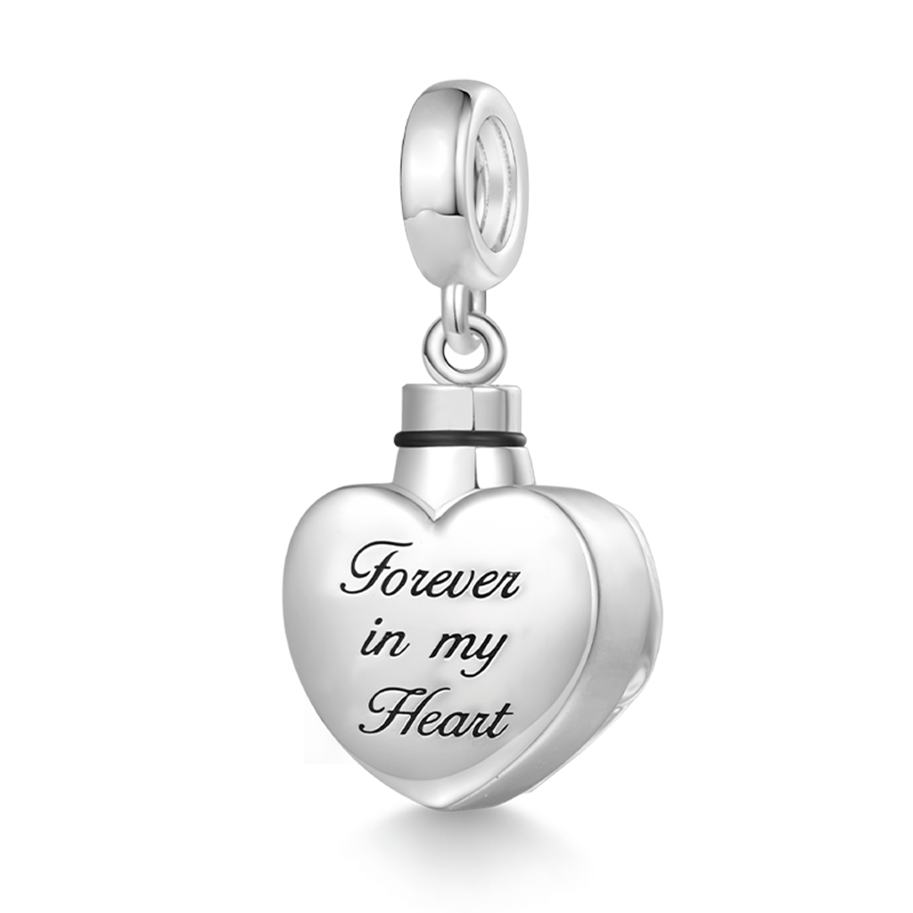 Gnoce Engravable Wings Heart Urn Ashes Charm Platinum-plated Silver Blend_4