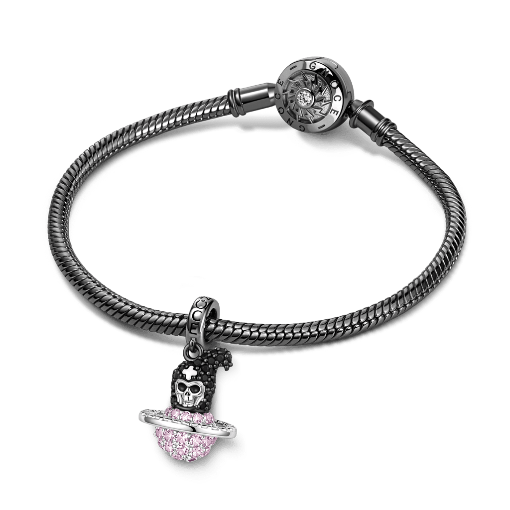 Gnoce Halloween Planet Dangle Charm Platinum-plated Silver Blend_3