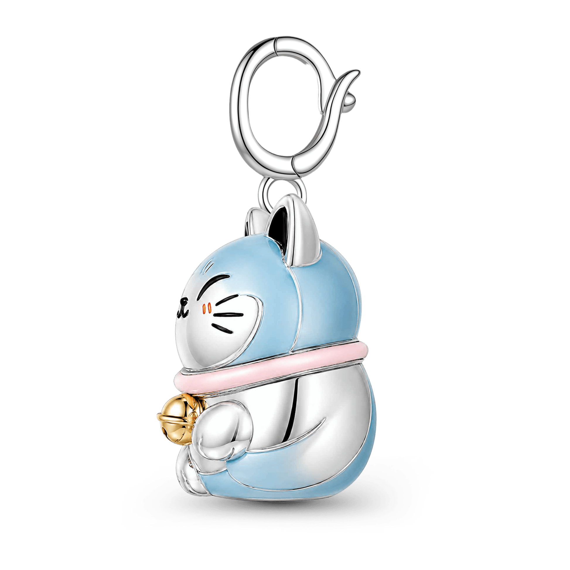 Gnoce Lucky Cat Clasp Dangle Charm Platinum-plated Silver Blen_8