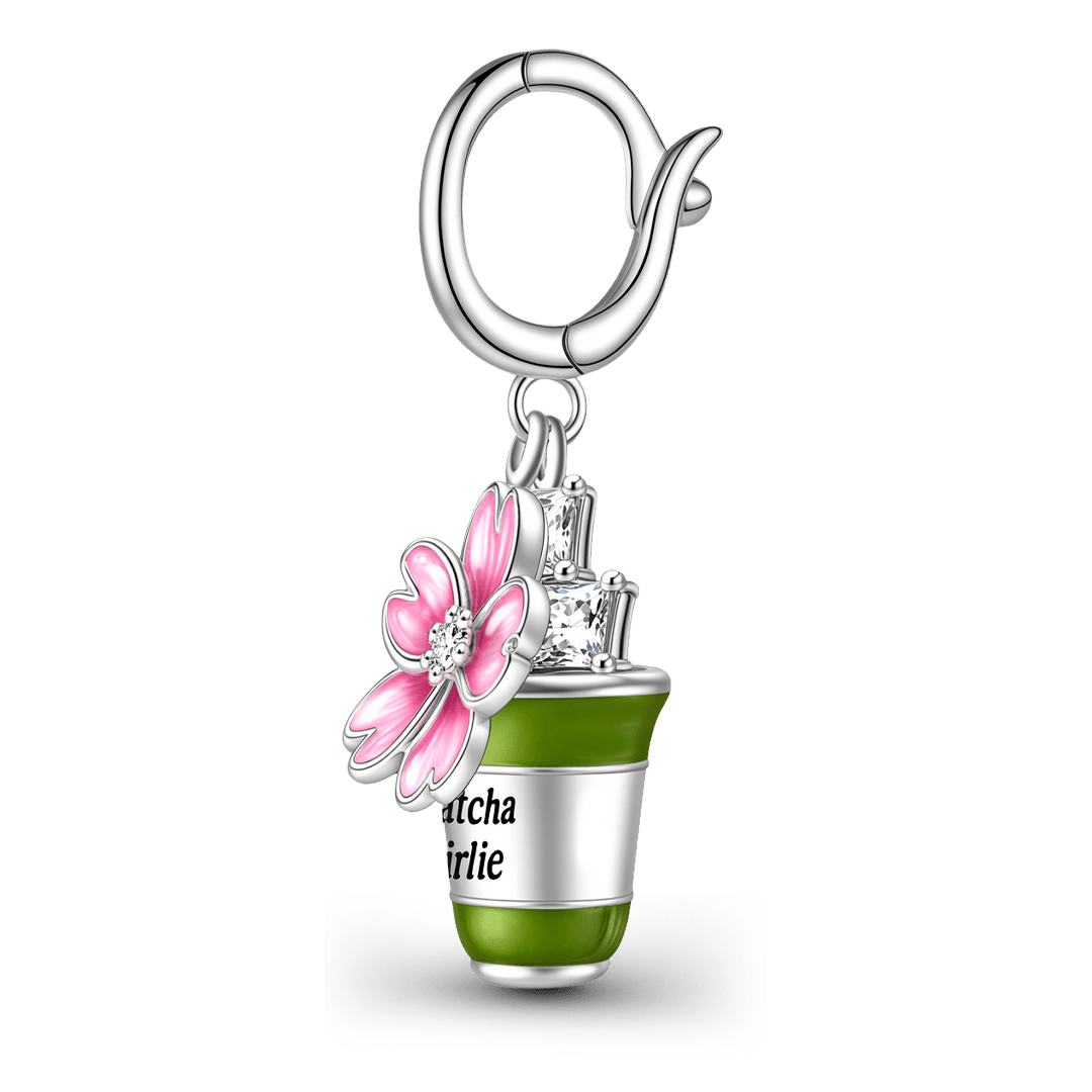 Gnoce Milk Tea Cherry Blossom Clasp Dangle Charm Platinum-plated Silver Blend_5