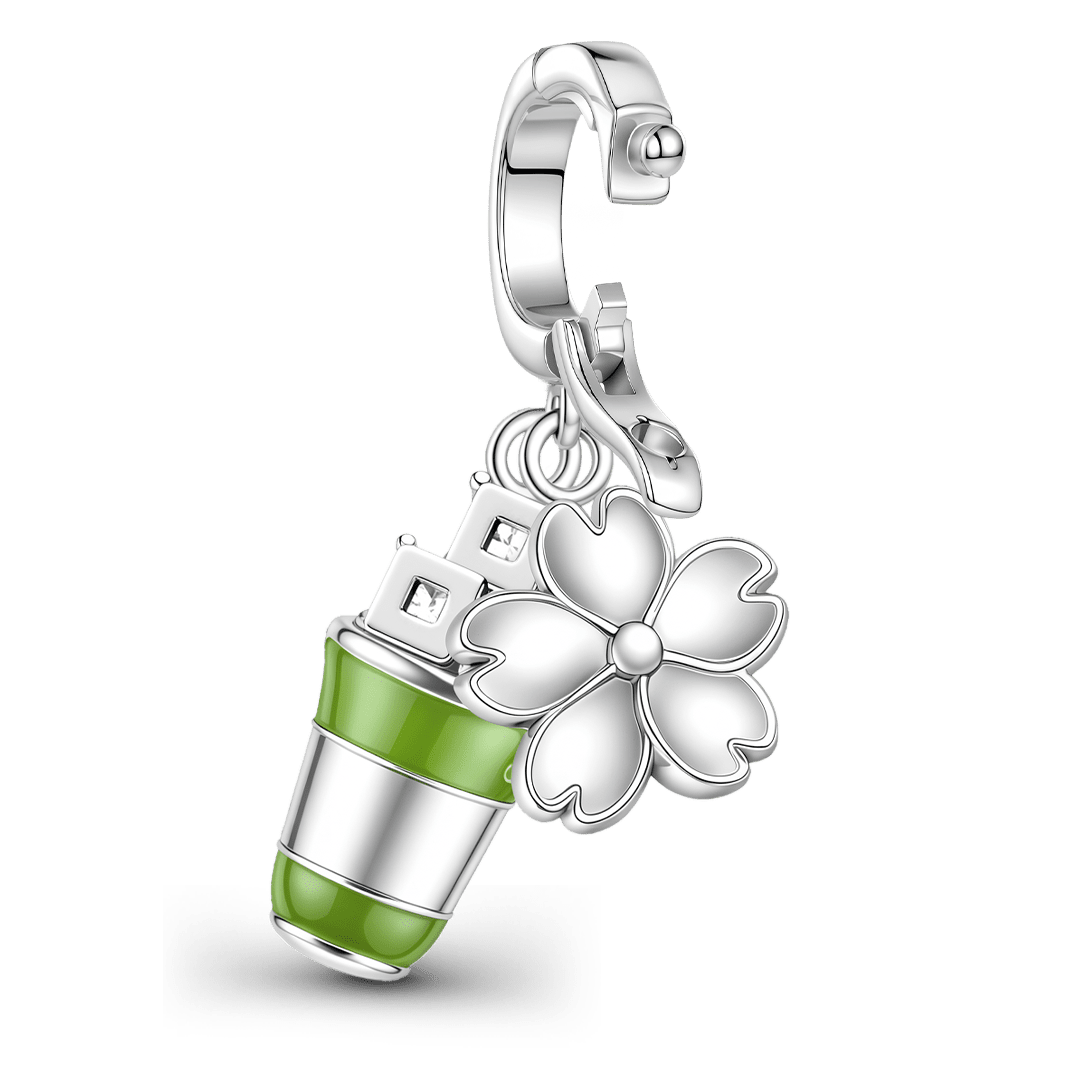 Gnoce Milk Tea Cherry Blossom Clasp Dangle Charm Platinum-plated Silver Blend_6