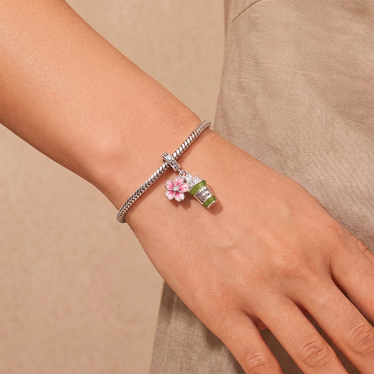 Gnoce Milk Tea Cherry Blossom Clasp Dangle Charm Platinum-plated Silver Blend_2