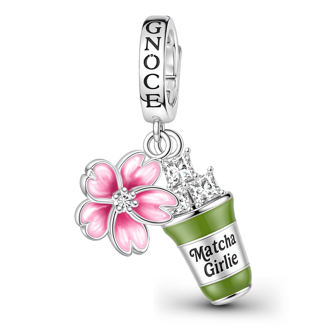Gnoce Milk Tea Cherry Blossom Clasp Dangle Charm Platinum-plated Silver Blend_1