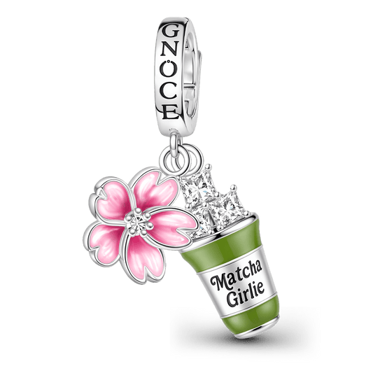 Gnoce Milk Tea Cherry Blossom Clasp Dangle Charm Platinum-plated Silver Blend_1
