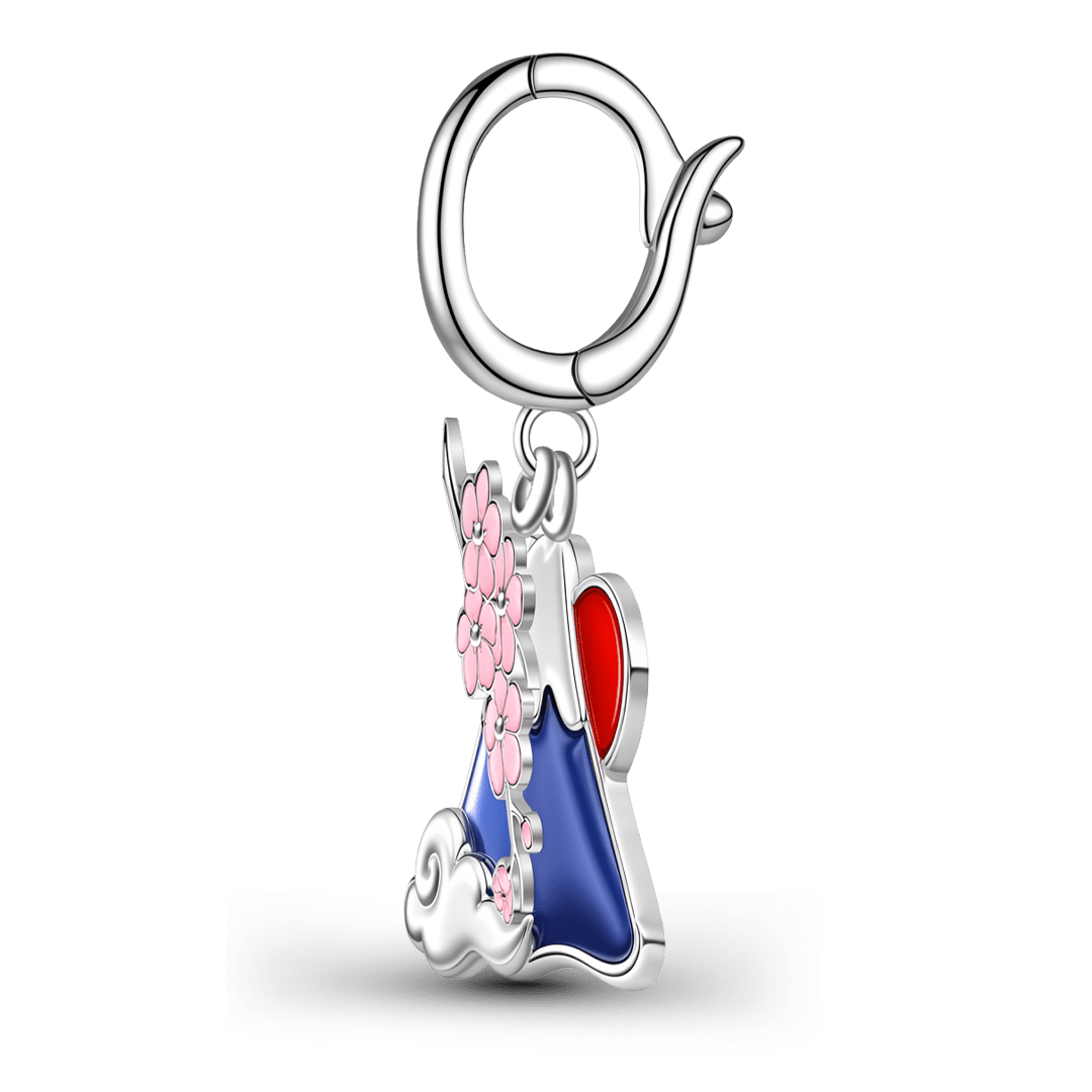 Gnoce Mount Fuji Cherry Blossom Clasp Dangle Charm Platinum-plated Silver Blend_5