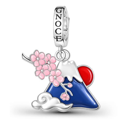 Gnoce Mount Fuji Cherry Blossom Clasp Dangle Charm Platinum-plated Silver Blend_1