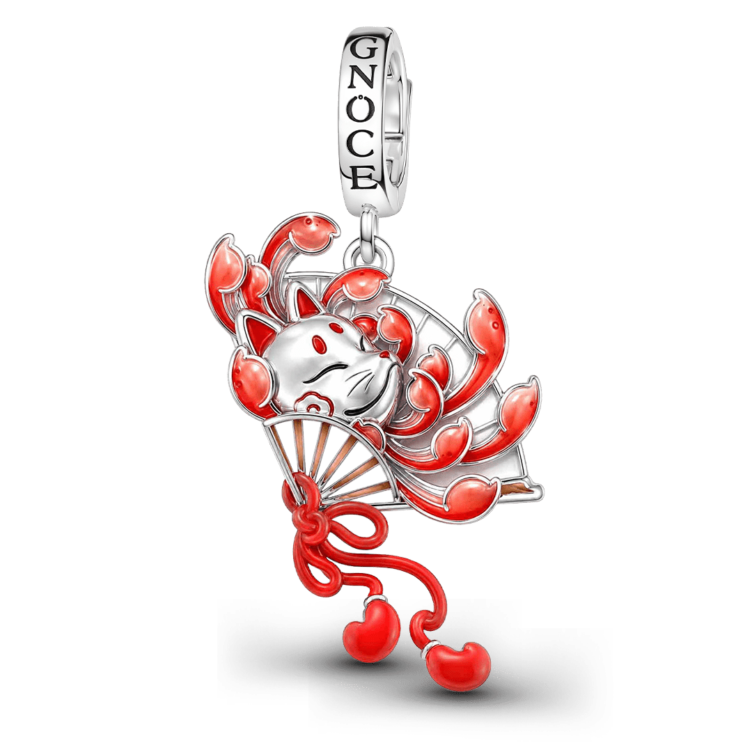 Gnoce Fox Mask Clasp Dangle Charm Platinum-plated Silver Blend_1