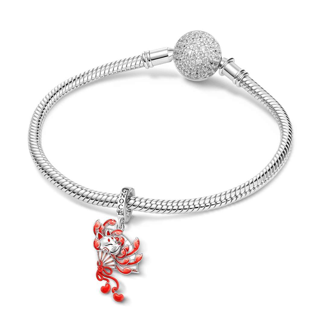 Gnoce Fox Mask Clasp Dangle Charm Platinum-plated Silver Blend_3