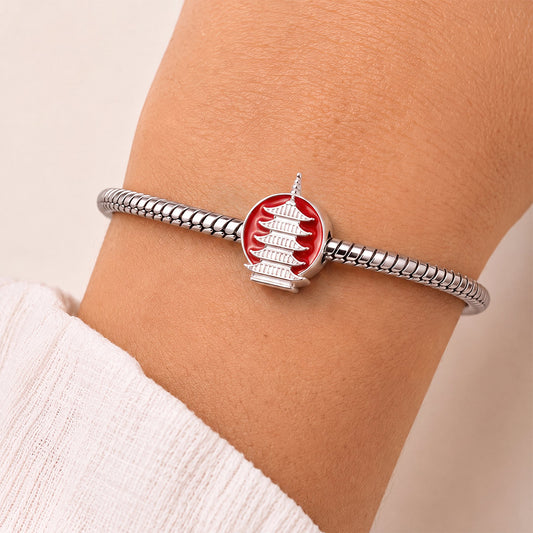 Gnoce Japanese Five-Storied Pagoda Bead Platinum-plated Silver Blend_2