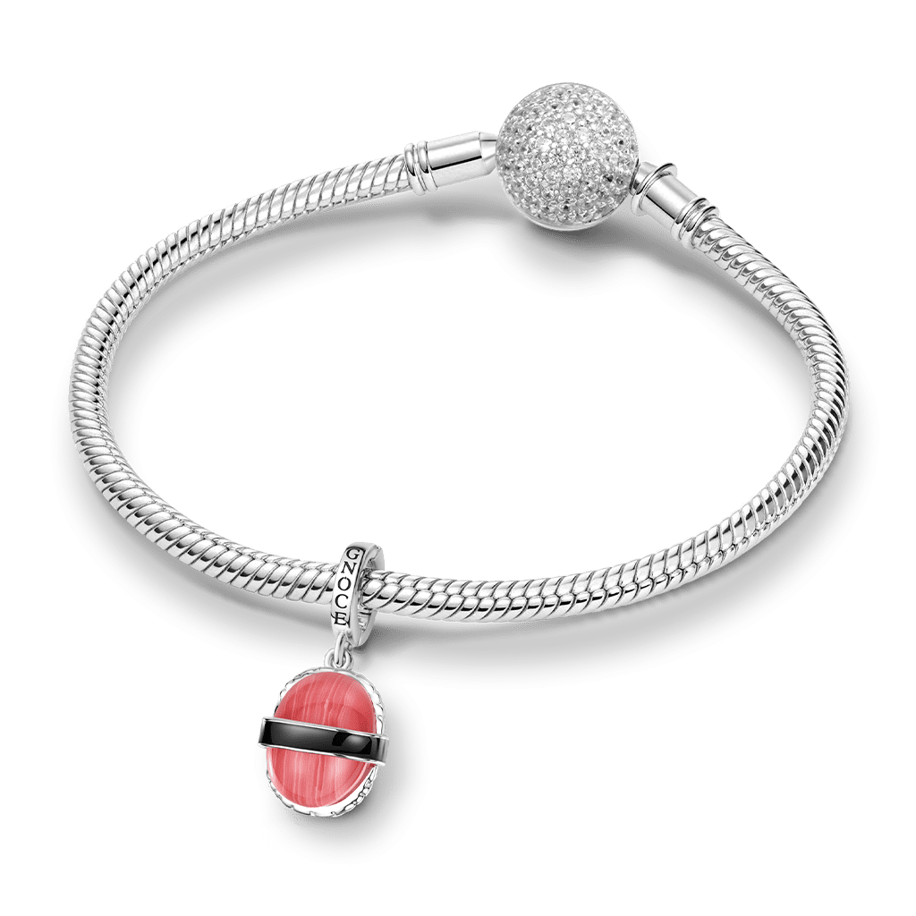Gnoce Salmon Sushi Clasp Dangle Charm Platinum-plated Silver Blend_3