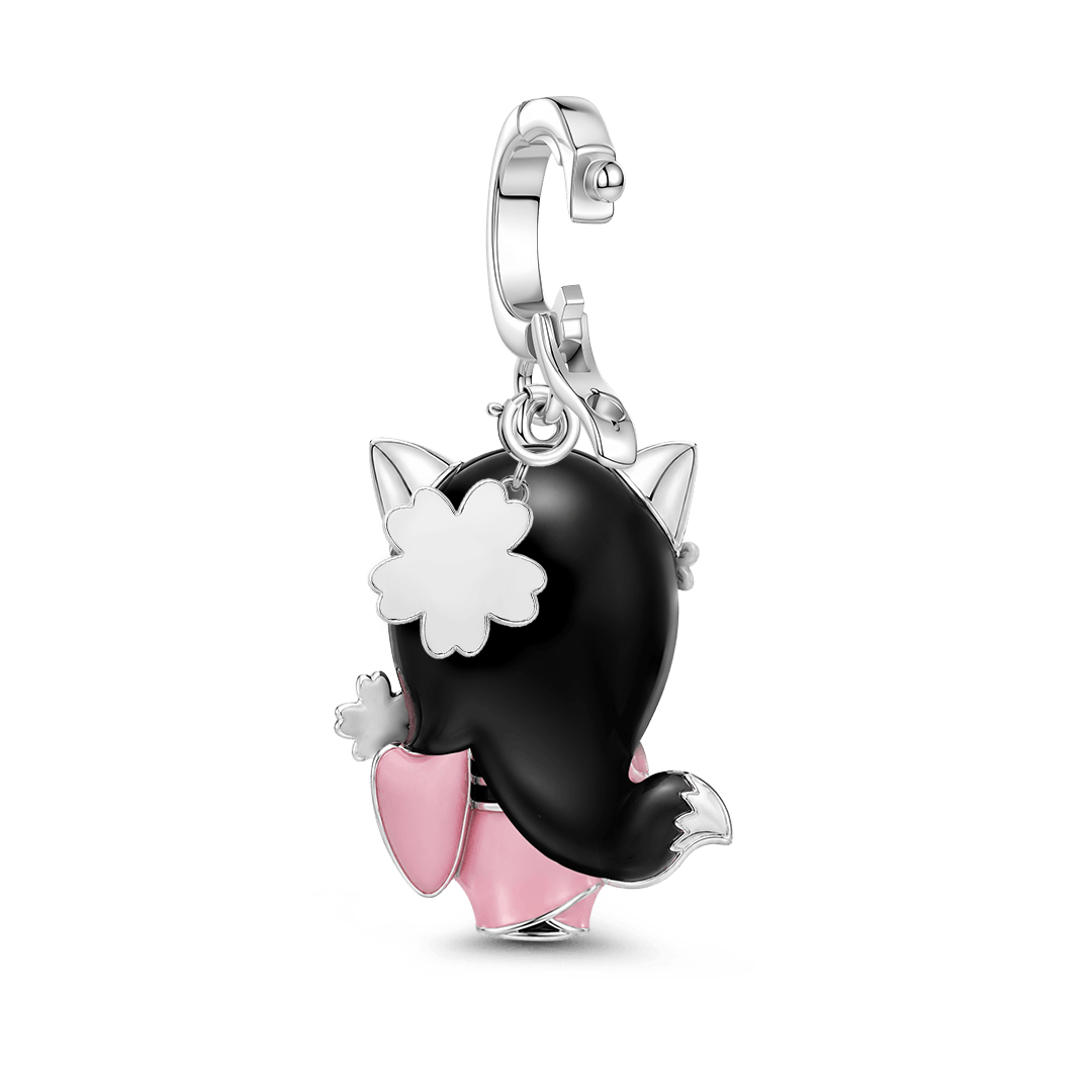 Gnoce Japanese Kokeshi Girl Clasp Dangle Charm Platinum-plated Silver Blend_7