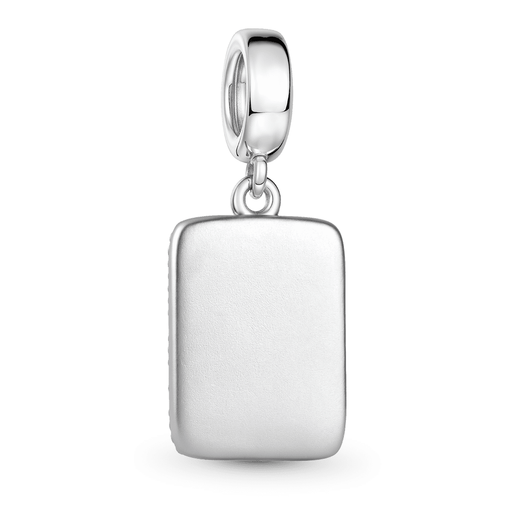 Gnoce Fortune "Fa" Mahjong Rectangle Dangle Charm Platinum-plated Silver Blend_5