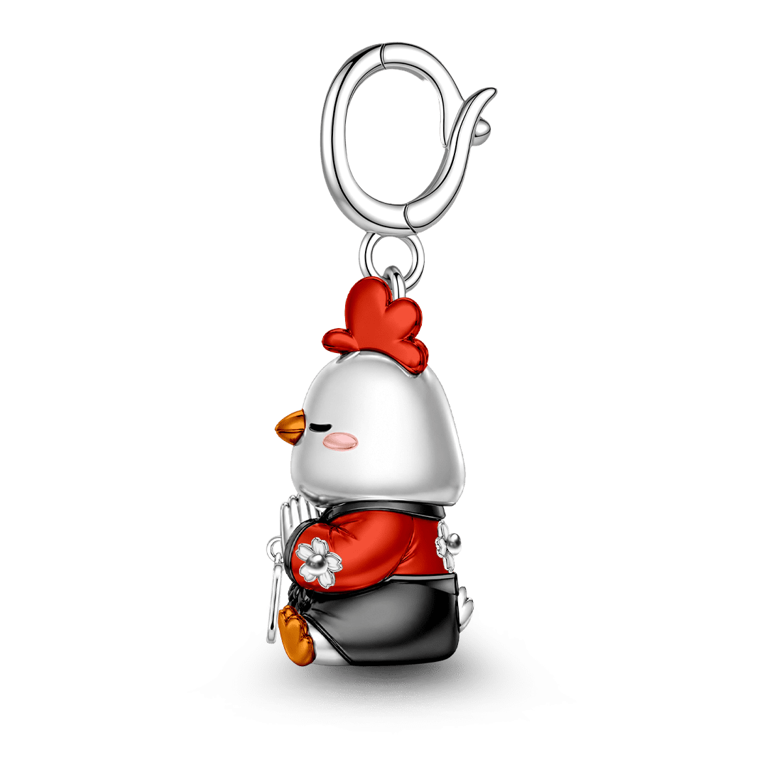 Gnoce Excellence Rooster Guardian Clasp Dangle Charm Platinum-plated Silver Blend_6