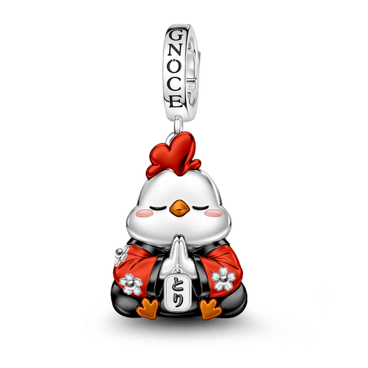 Gnoce Excellence Rooster Guardian Clasp Dangle Charm Platinum-plated Silver Blend_1