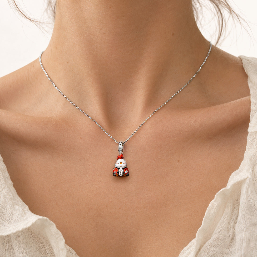 Gnoce Excellence Rooster Guardian Clasp Dangle Charm Platinum-plated Silver Blend_3