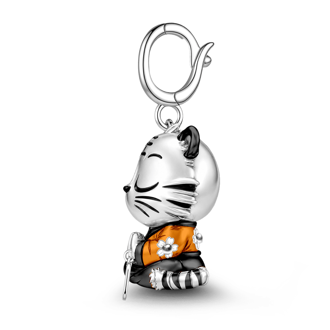 Gnoce Courage Tiger Guardian Clasp Dangle Charm Platinum-plated Silver Blend_6