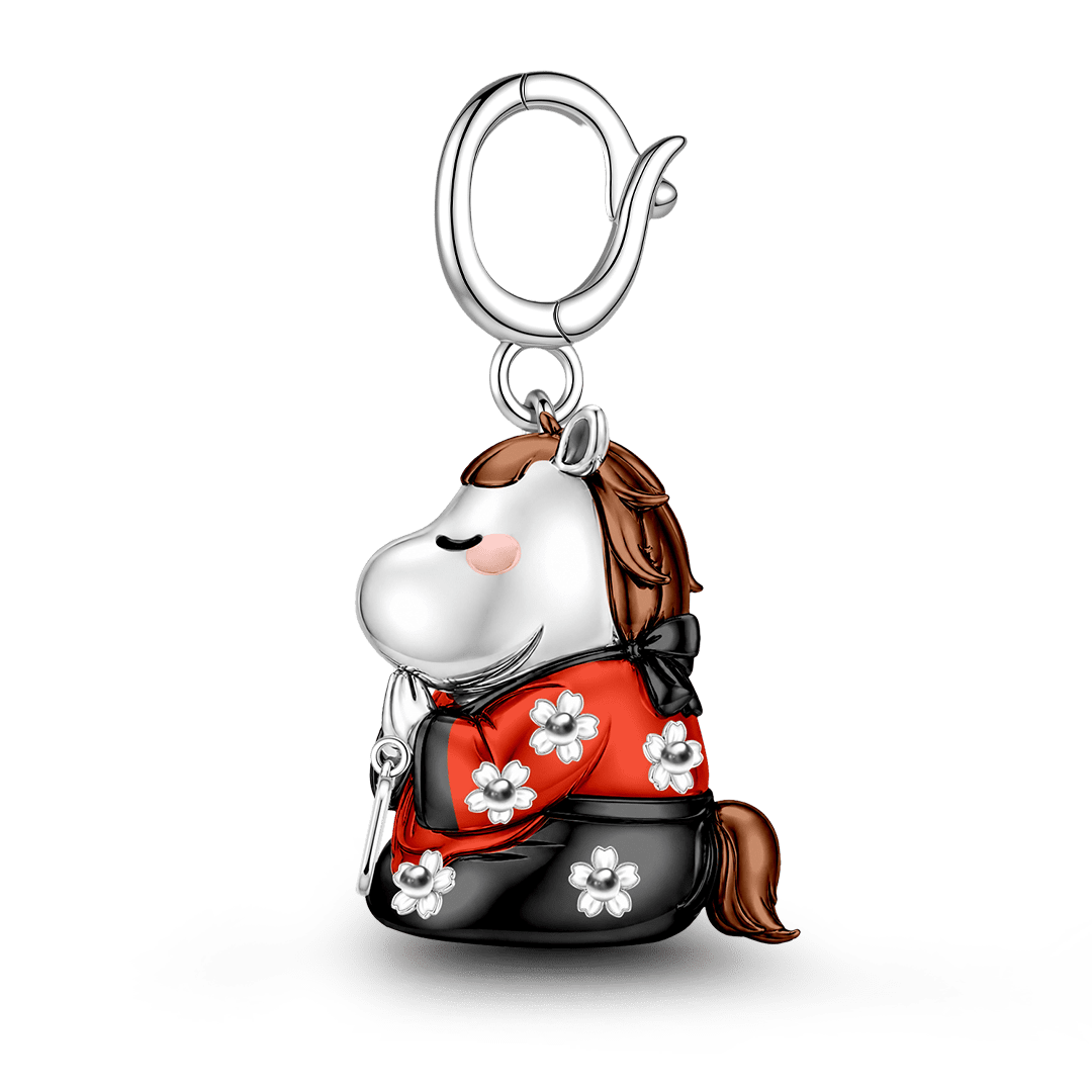 Gnoce Freedom Horse Guardian Clasp Dangle Charm Platinum-plated Silver Blend_6