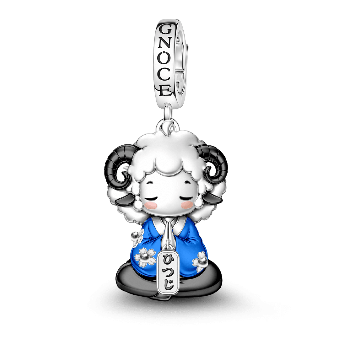 Gnoce Harmony Goat Guardian Clasp Dangle Charm Platinum-plated Silver Blend_1