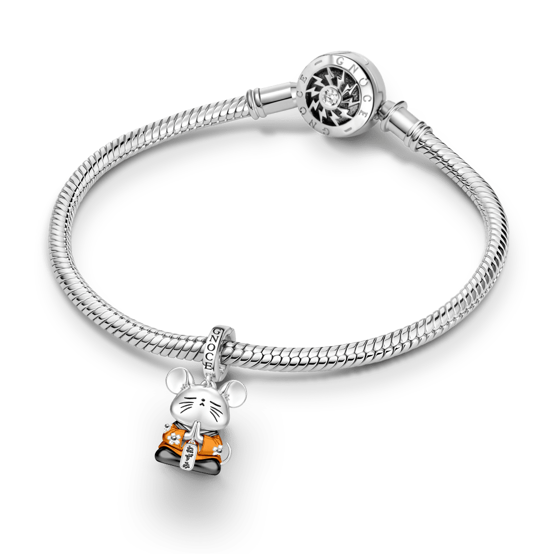 Gnoce Wisdom Rat Guardian Clasp Dangle Charm Platinum-plated Silver Blend_4