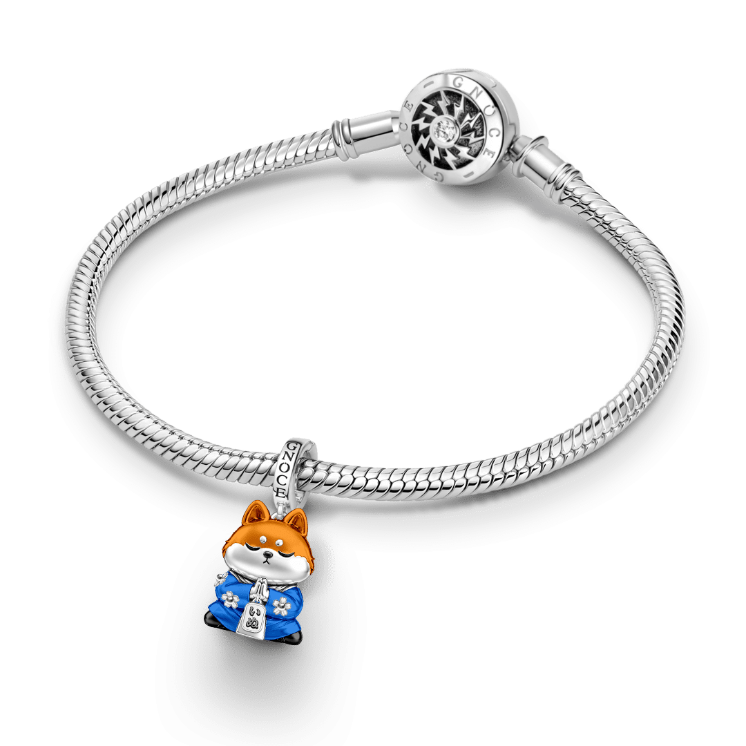 Gnoce Loyalty Dog Guardian Clasp Dangle Charm Platinum-plated Silver Blend_4