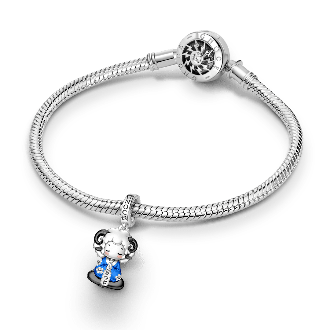 Gnoce Harmony Goat Guardian Clasp Dangle Charm Platinum-plated Silver Blend_4