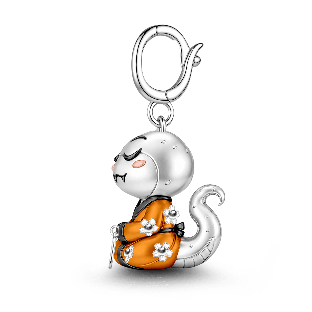 Gnoce Transformation Snake Guardian Clasp Dangle Charm Platinum-plated Silver Blend_6